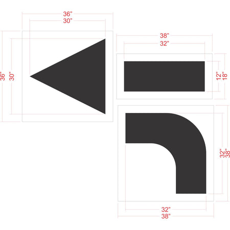 62 inch arrow combo kit stencil for commercial parking lot and roadway directional pavement striping applications