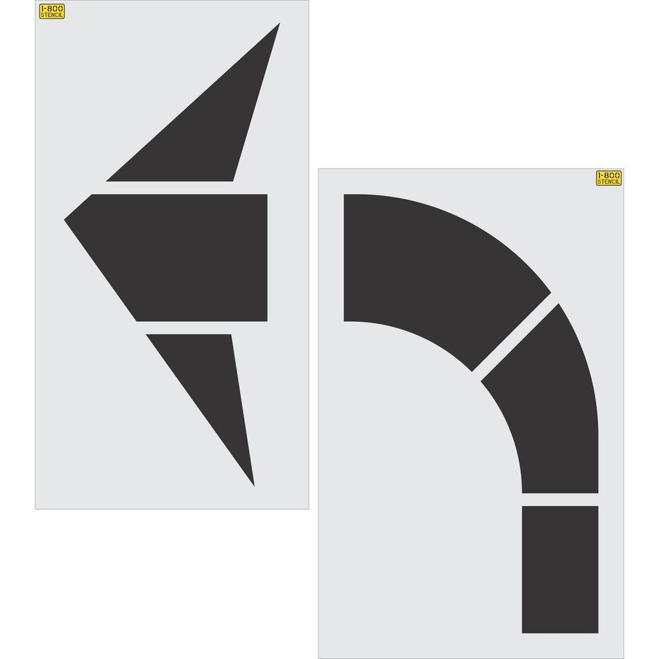 96 inch FHWA DOT compliant turn arrow stencil for roadway and municipal pavement striping