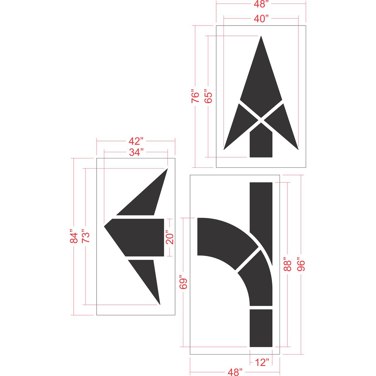 153 inch FHWA compliant combination arrow stencil for roadway and lane direction pavement striping