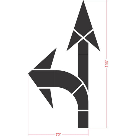 153 inch FHWA compliant combination arrow stencil for roadway and lane direction pavement striping