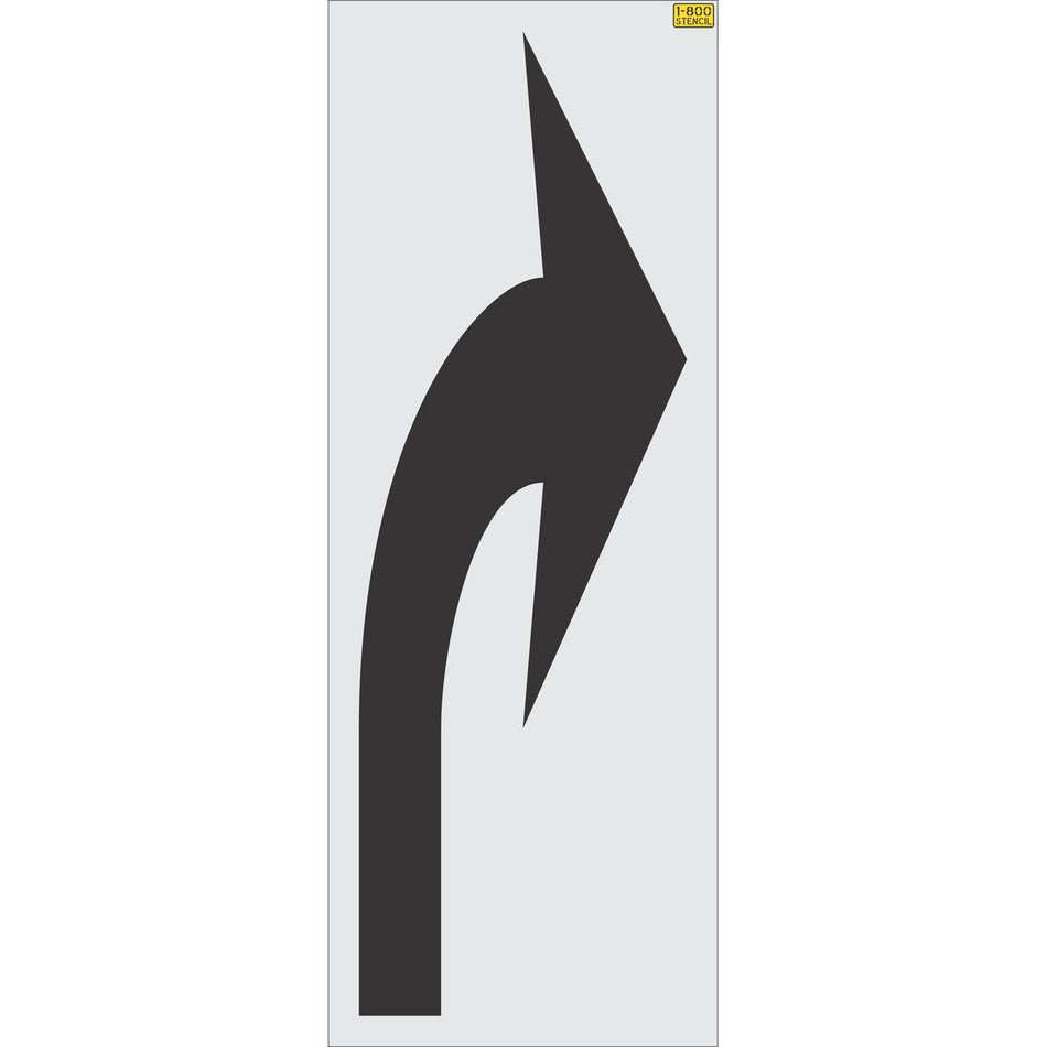 96 inch FHWA compliant elongated turn arrow stencil for roadway and lane direction pavement striping