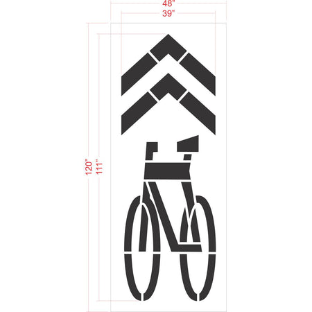 111 inch FHWA DOT shared bike lane sharrow pavement marking stencil for municipal roadway striping applications