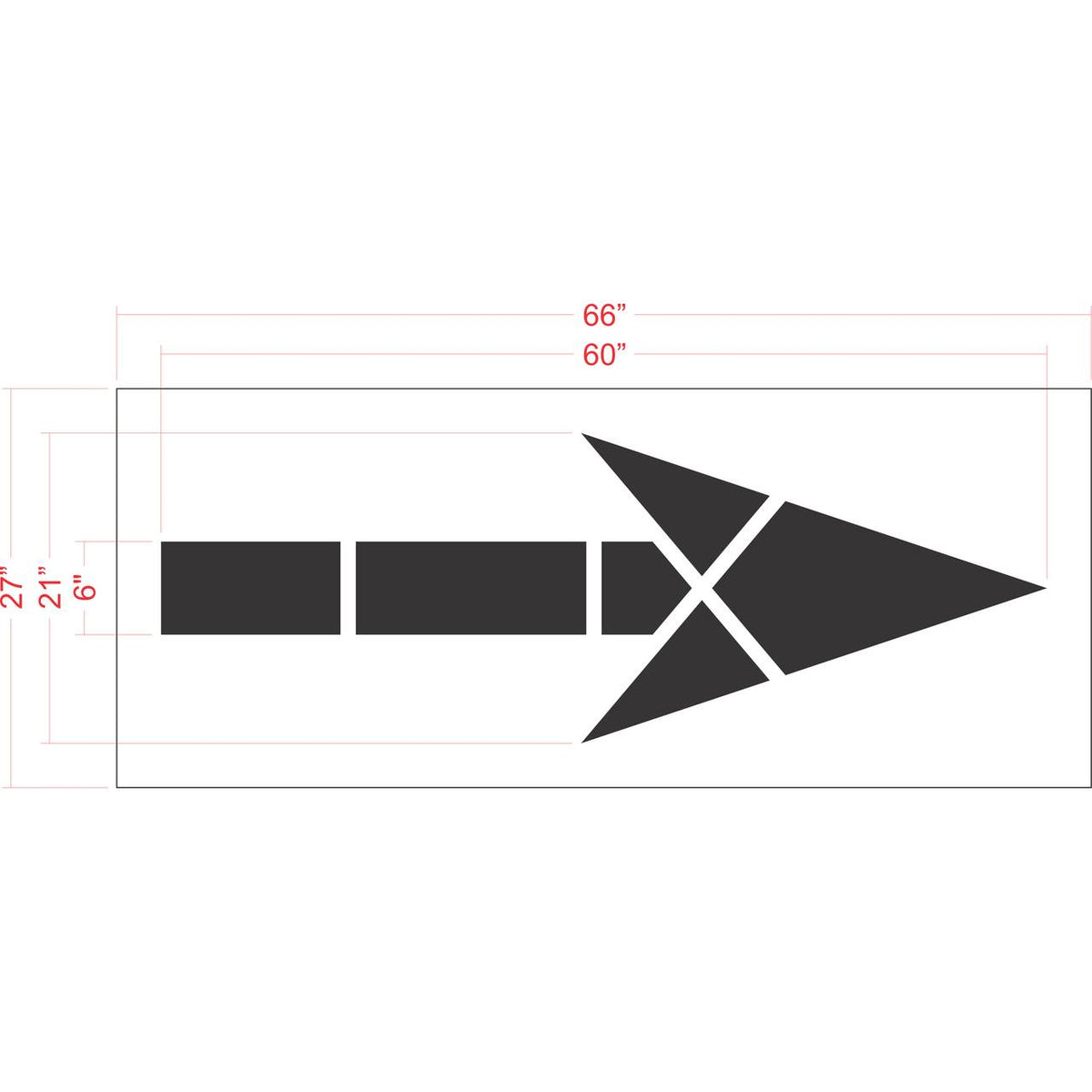 60 inch FHWA DOT bike lane arrow pavement marking stencil for roadway and municipal bicycle lane striping