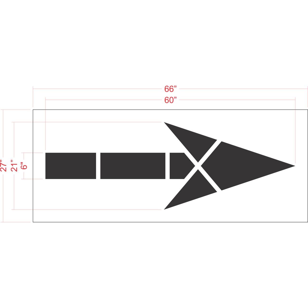 60 inch FHWA DOT bike lane arrow pavement marking stencil for roadway and municipal bicycle lane striping