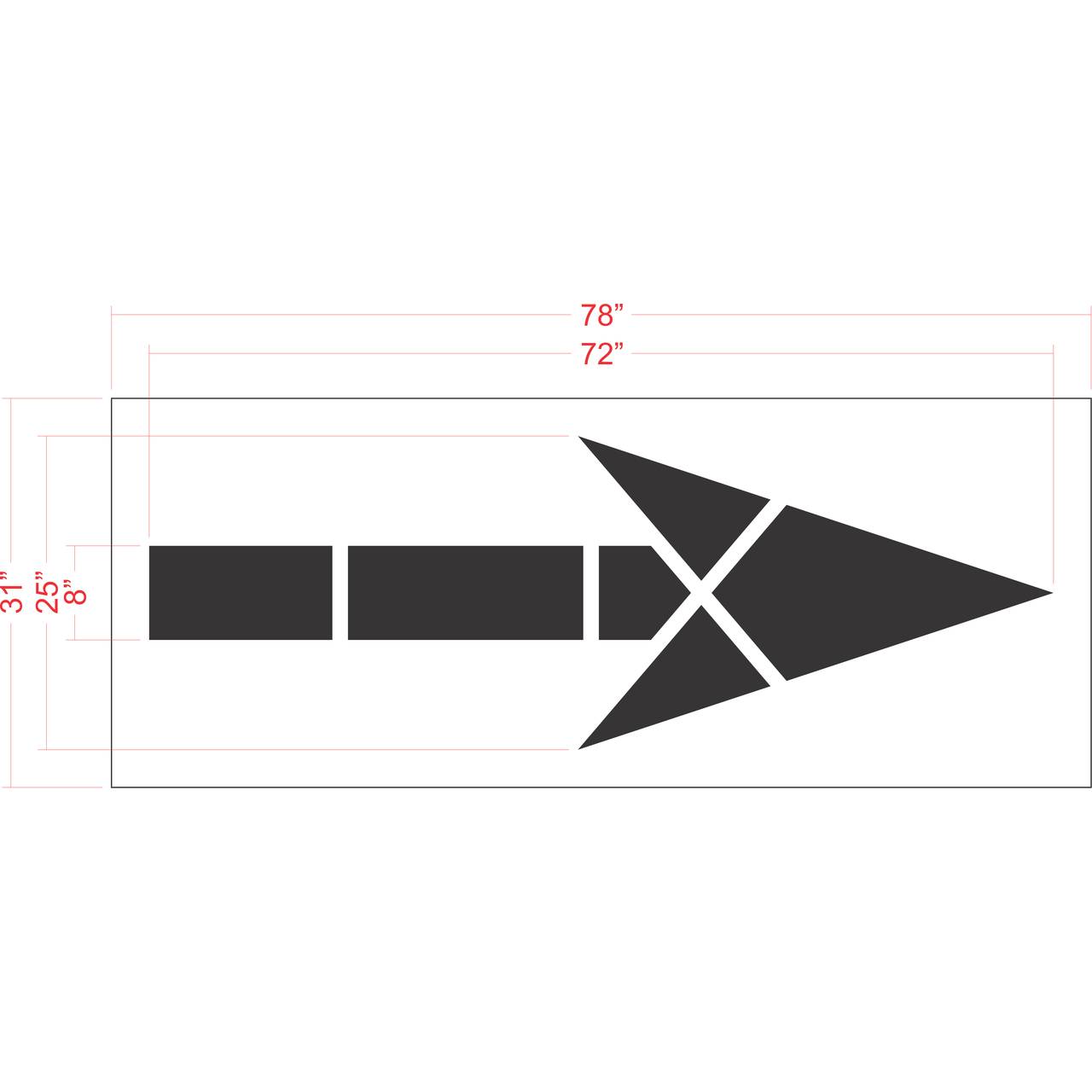 72 inch FHWA DOT bike lane arrow pavement marking stencil for roadway and municipal bicycle lane striping