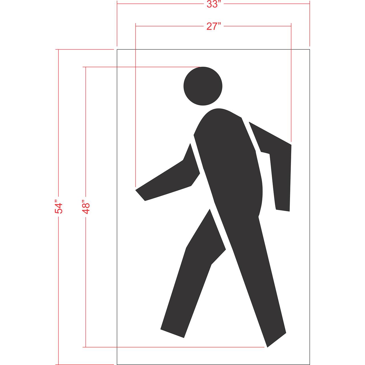 48 inch pedestrian symbol pavement marking stencil for crosswalk and municipal roadway safety striping applications