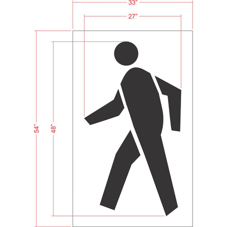 48 inch pedestrian symbol pavement marking stencil for crosswalk and municipal roadway safety striping applications