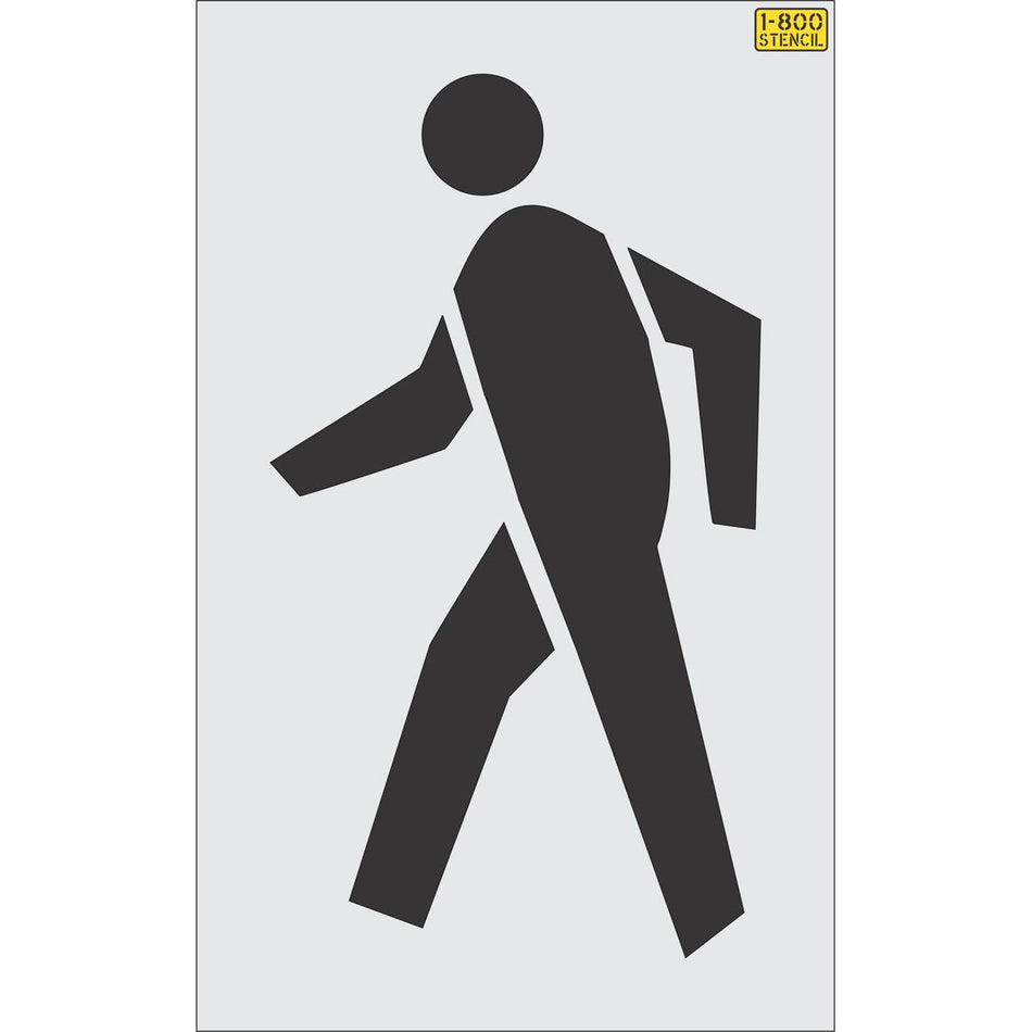 36 inch pedestrian symbol pavement marking stencil for crosswalk and roadway safety striping applications