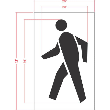 36 inch pedestrian symbol pavement marking stencil for crosswalk and roadway safety striping applications