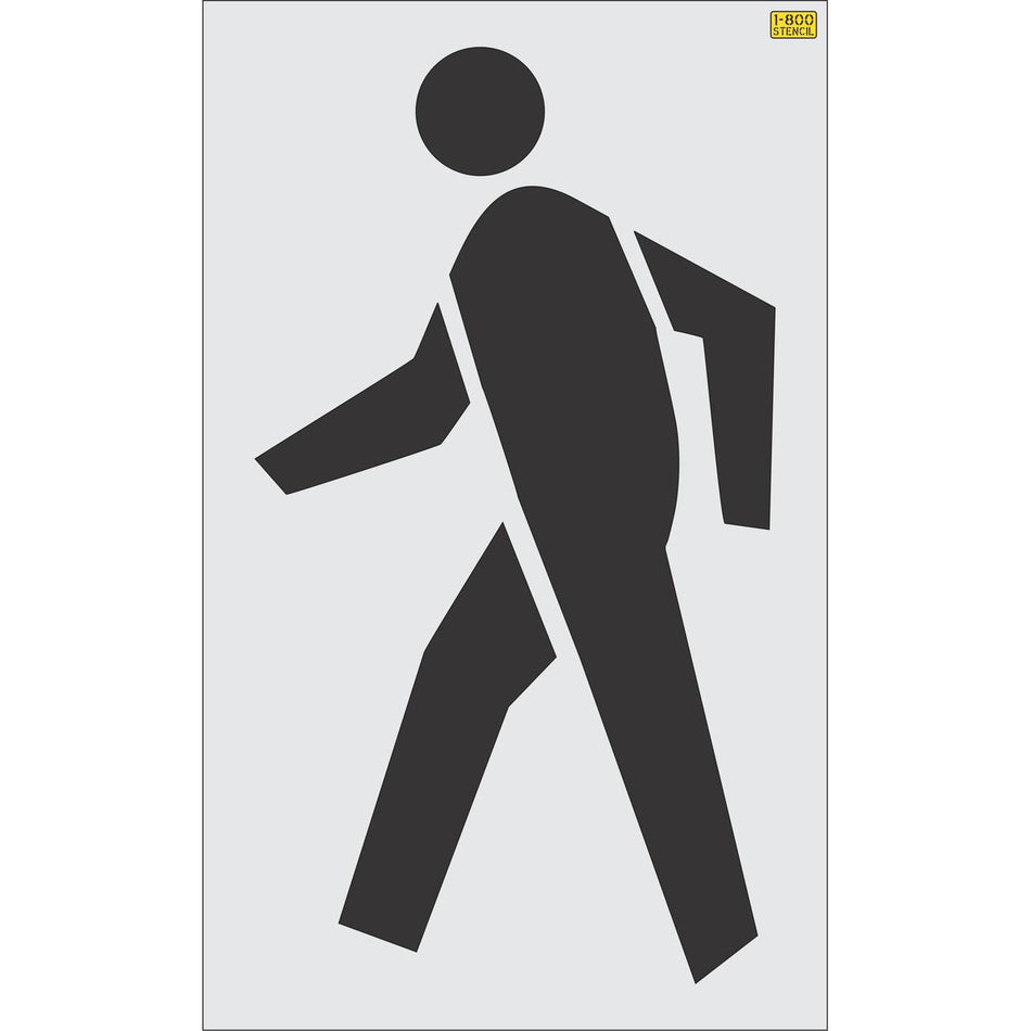 60 inch pedestrian logo pavement marking stencil for crosswalk and municipal roadway safety striping applications