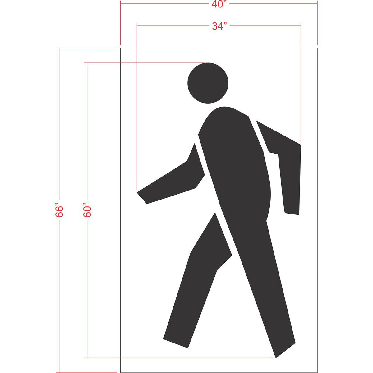 60 inch pedestrian logo pavement marking stencil for crosswalk and municipal roadway safety striping applications