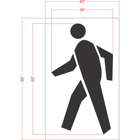 60 inch pedestrian logo pavement marking stencil for crosswalk and municipal roadway safety striping applications