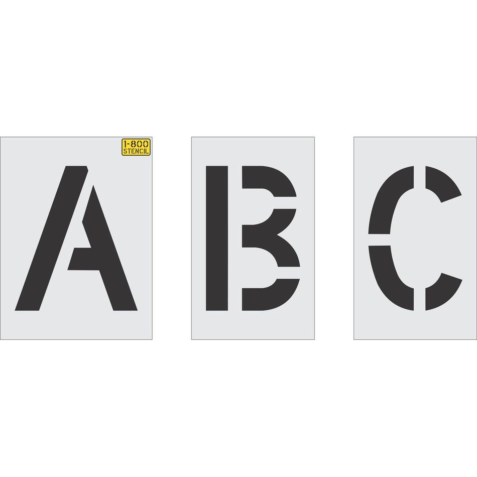 10 inch alphabet stencil kit for parking lot, curb, and commercial pavement lettering applications