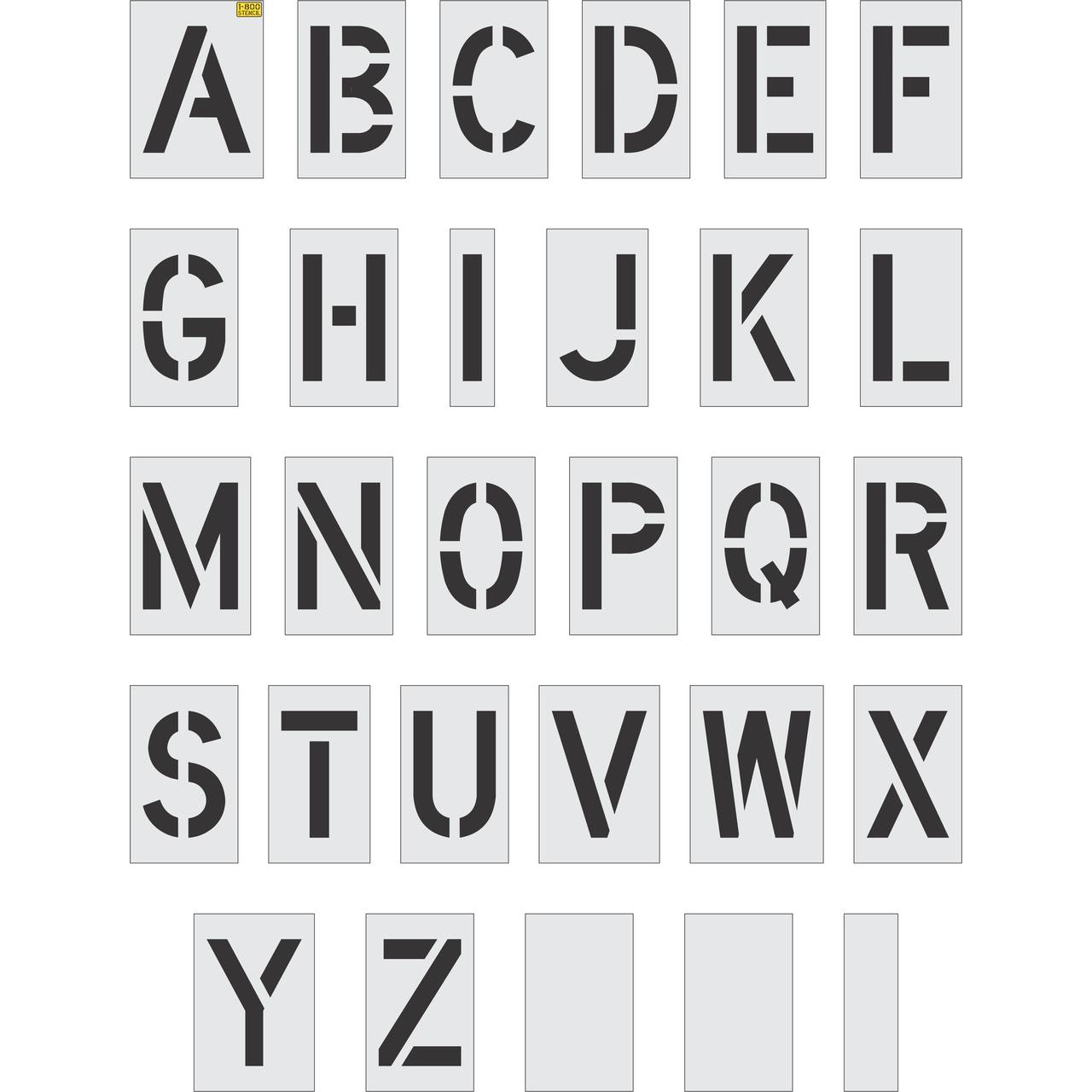 10 inch alphabet stencil kit for parking lot, curb, and commercial pavement lettering applications