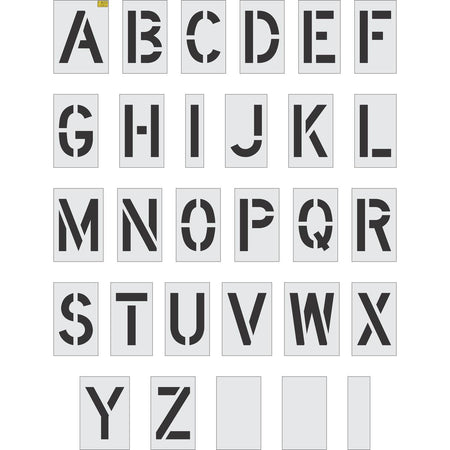 10 inch alphabet stencil kit for parking lot, curb, and commercial pavement lettering applications