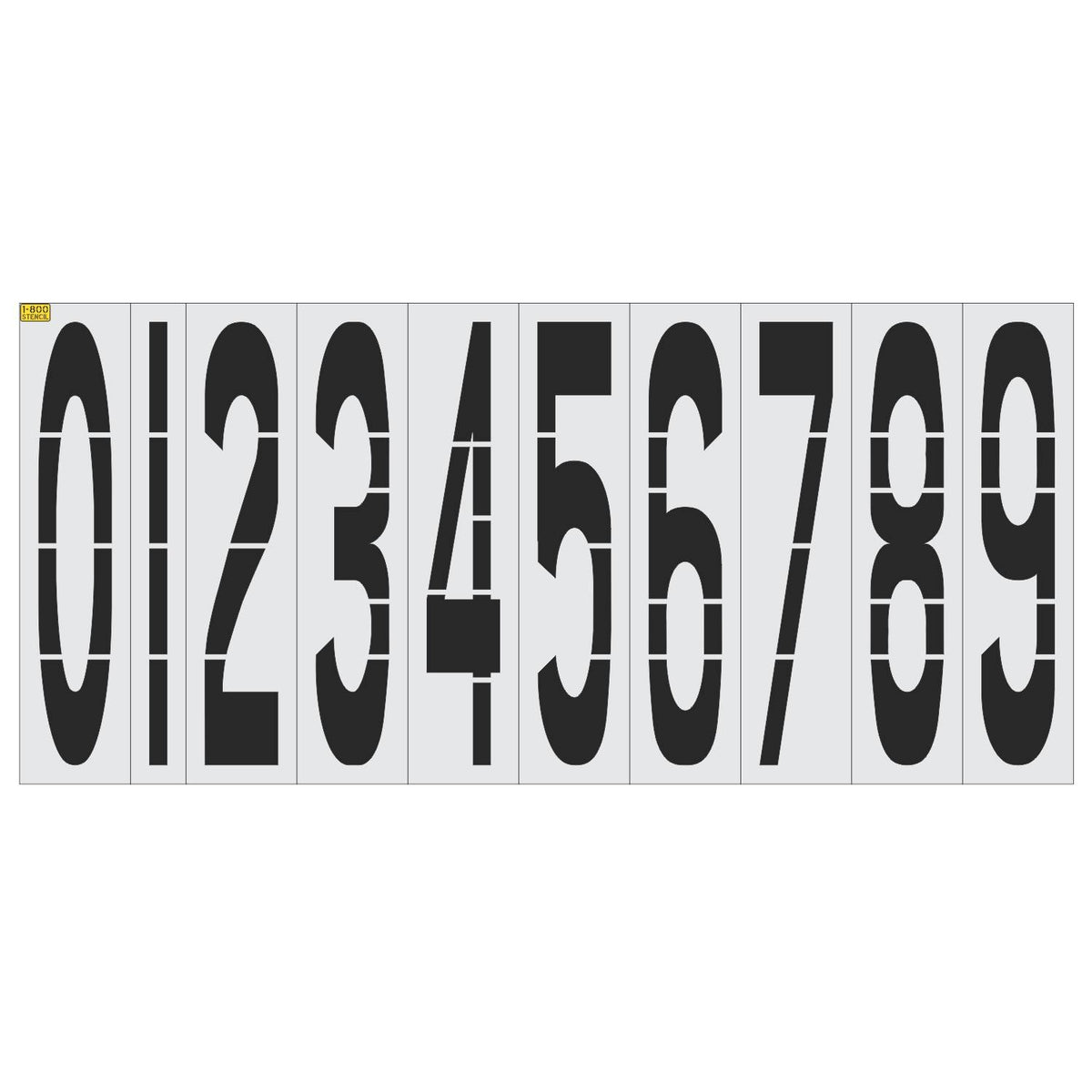 96 inch number stencil kit for roadway, municipal, warehouse, and commercial pavement numbering applications