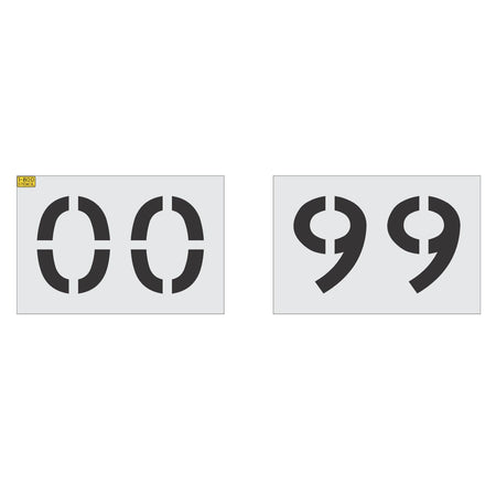 10 inch 2 digit number stencil kit 00-99 for parking lot and commercial pavement numbering applications