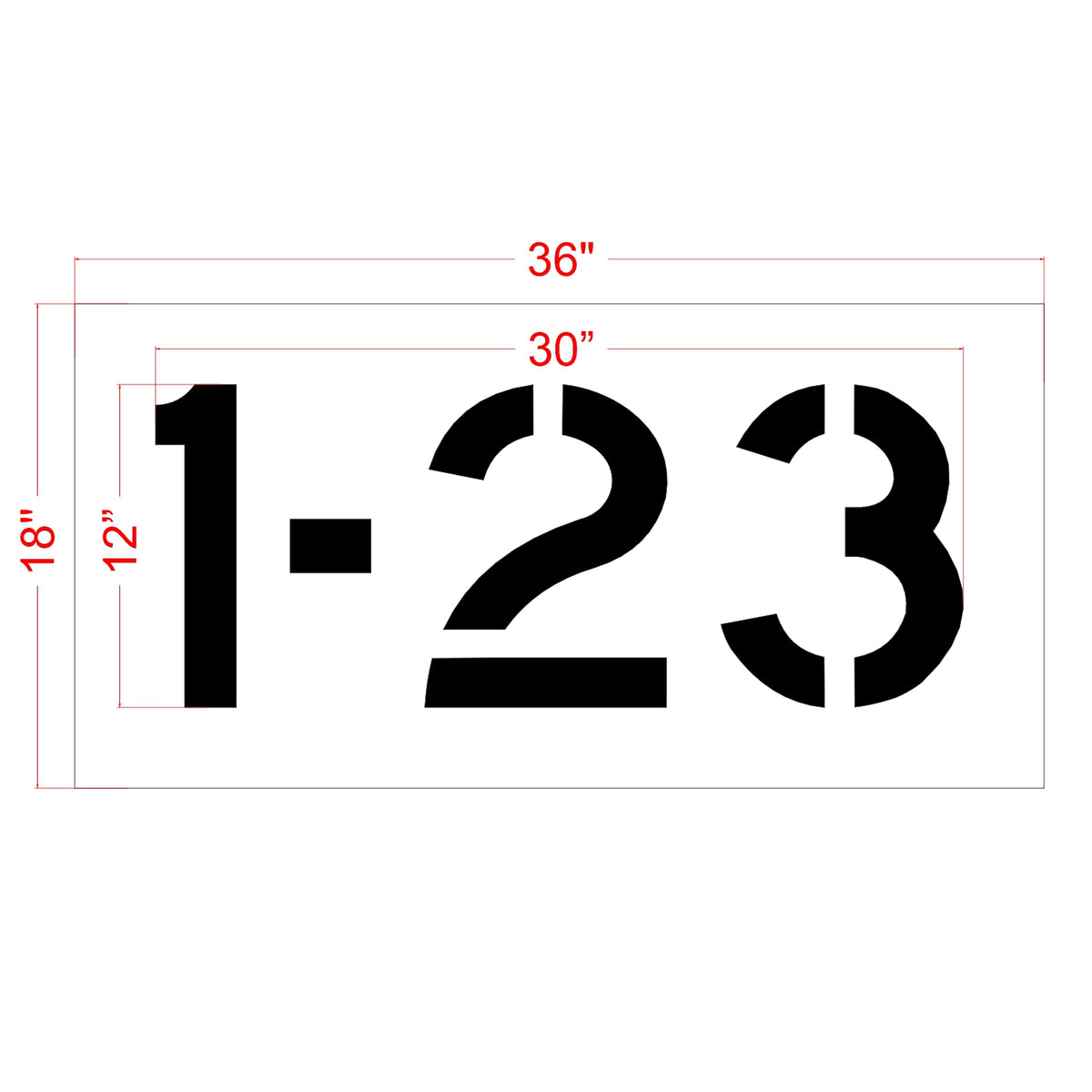 12 inch FedEx number stencil kit for warehouse, distribution center, and commercial pavement numbering applications