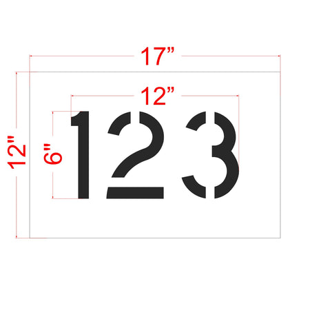 6" 3-Digit Number Kit (100-pc) 100-199, 200-299, etc - High-quality stencil for pavement marking, durable and reusable