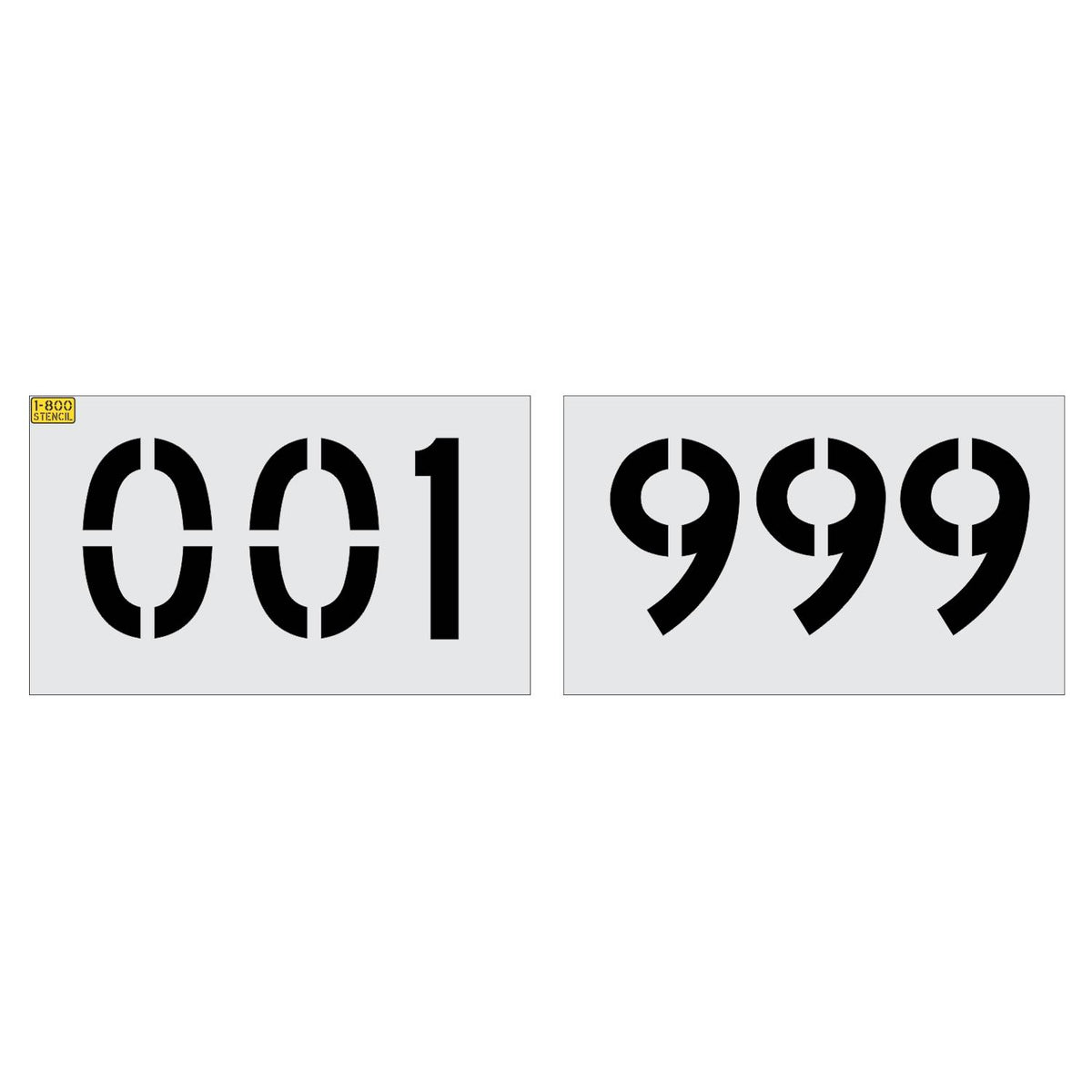 8 inch 3 digit 100 piece number stencil kit for parking lot, warehouse, and commercial pavement numbering applications