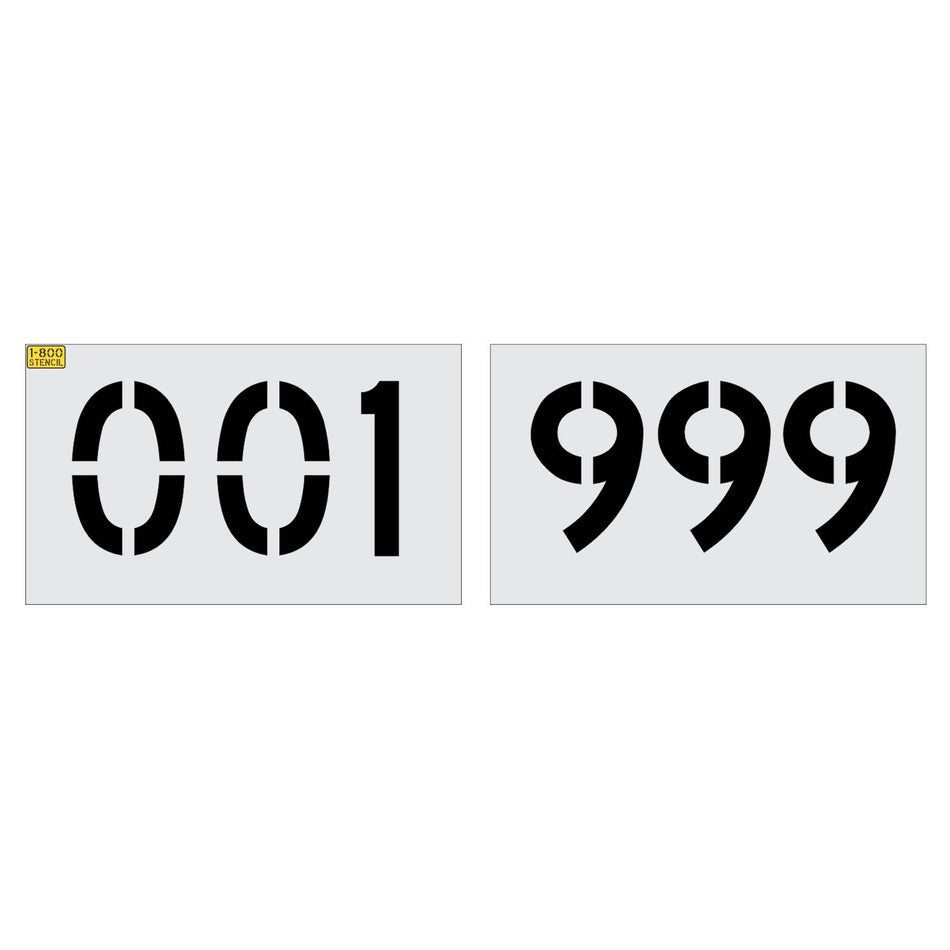8 inch 3 digit 100 piece number stencil kit for parking lot, warehouse, and commercial pavement numbering applications
