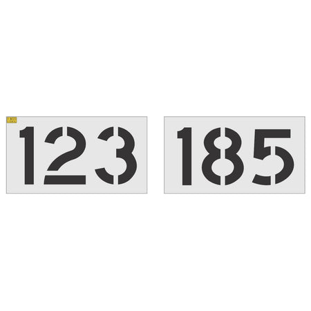 18 inch 3 digit 100 piece number stencil kit for parking lot, warehouse, and commercial pavement numbering applications