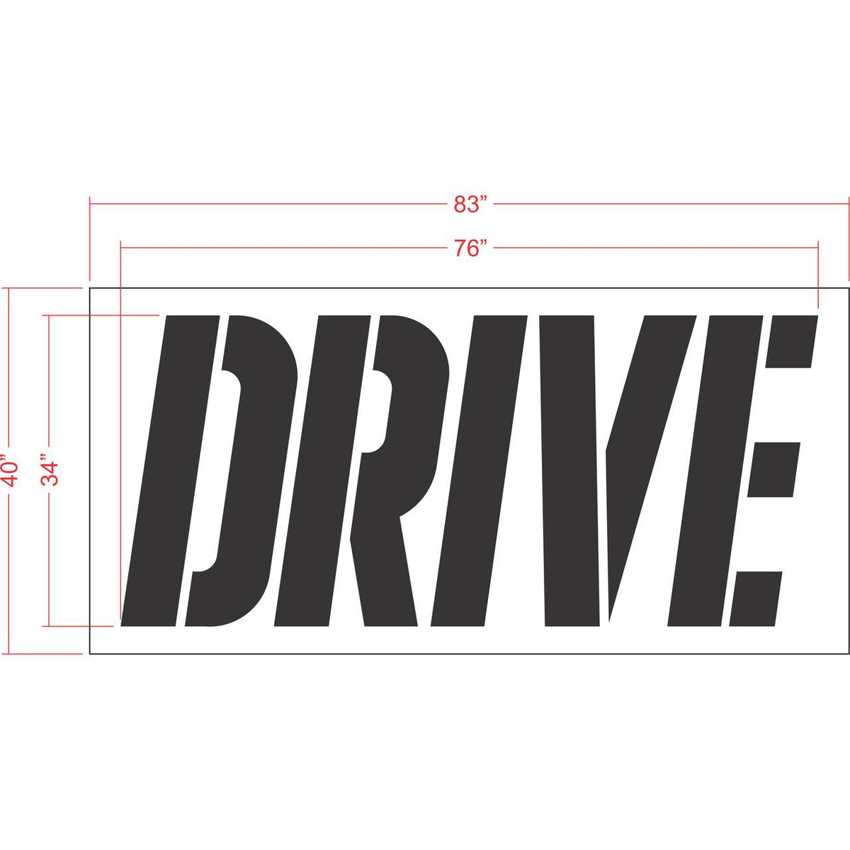 34 inch DRIVE stencil for commercial drive-thru and parking lot pavement striping