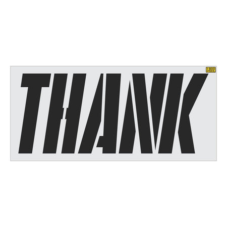 34 inch THANK stencil for commercial drive-thru and parking lot pavement striping applications