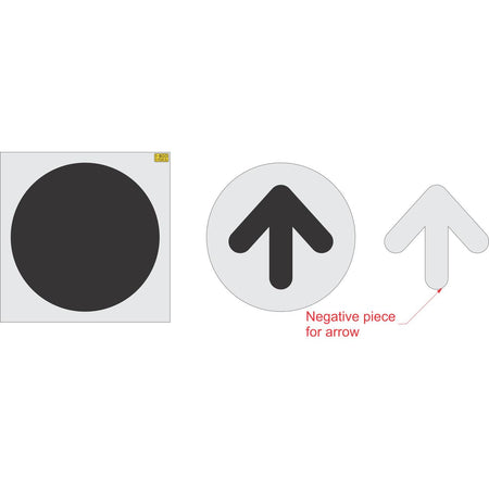 42 inch circle arrow stencil for commercial pavement and drive-thru directional striping applications