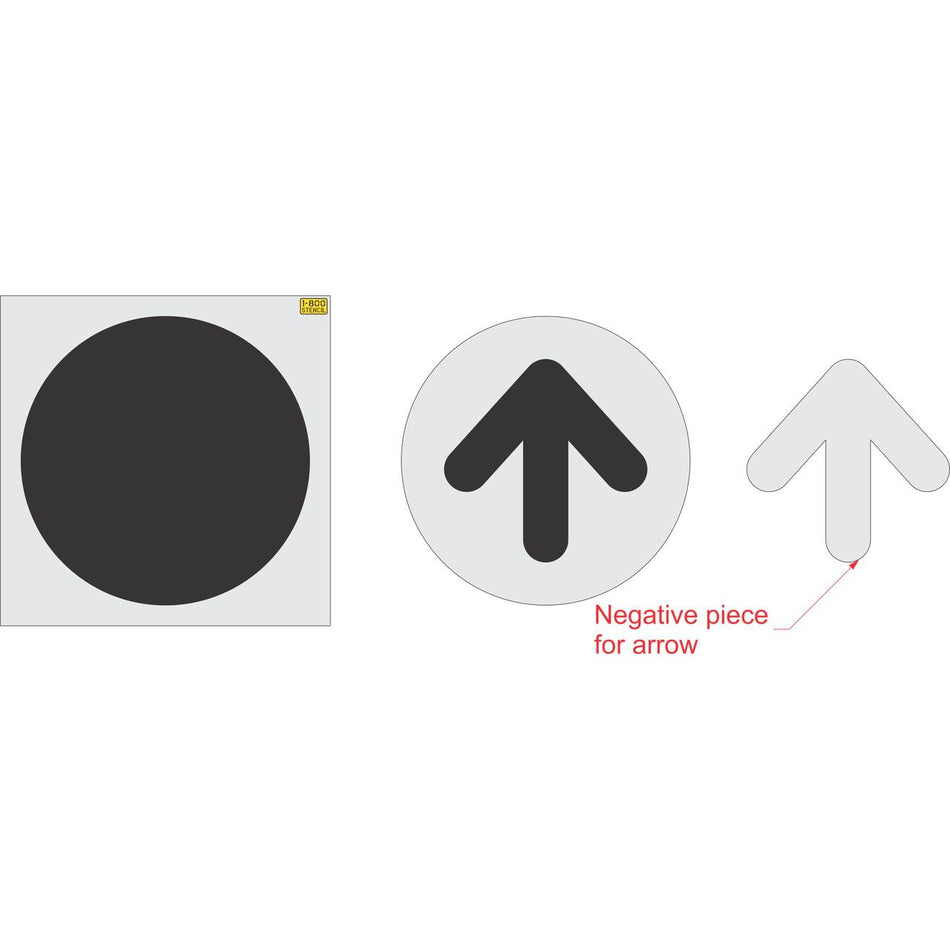 42 inch circle arrow stencil for commercial pavement and drive-thru directional striping applications