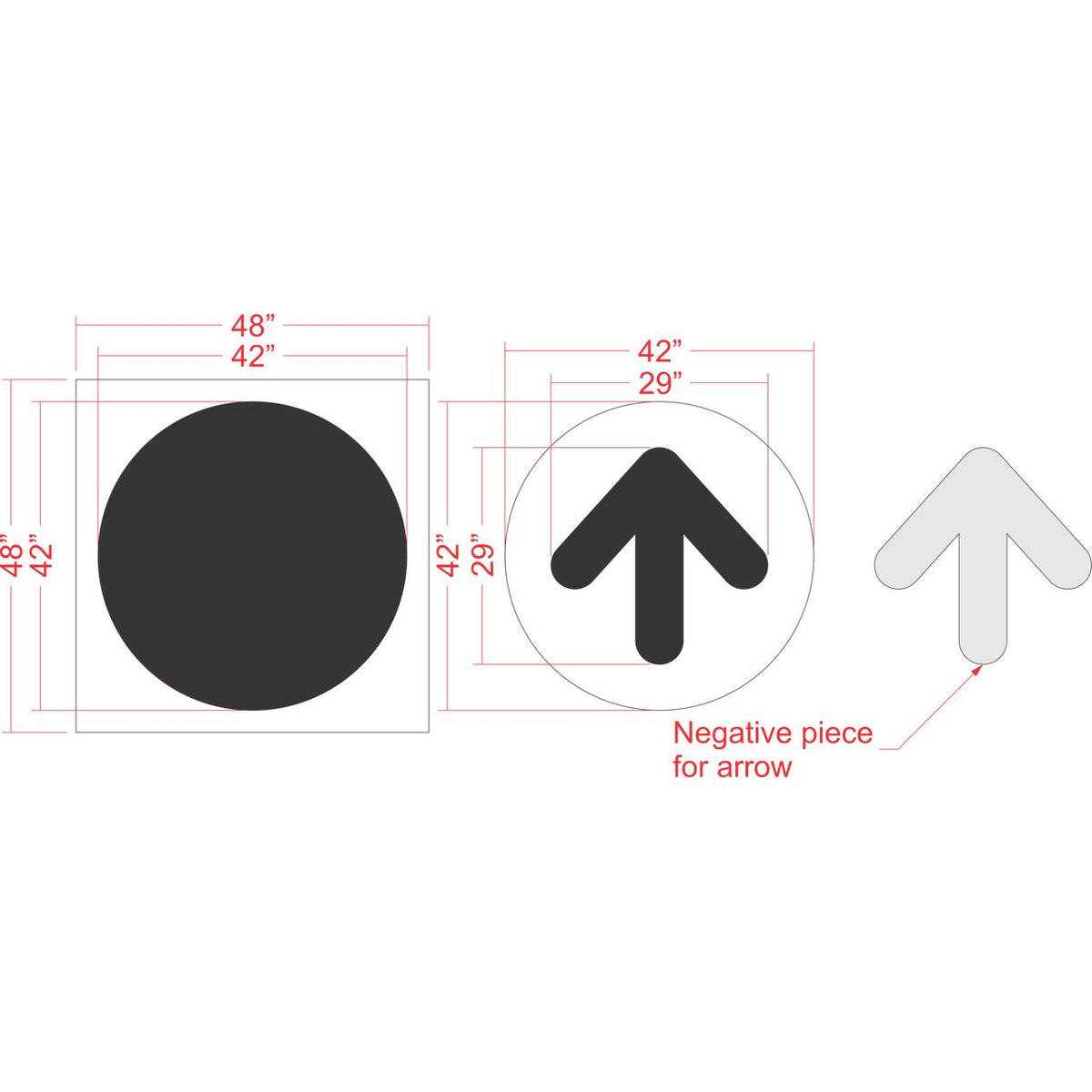 42 inch circle arrow stencil for commercial pavement and drive-thru directional striping applications