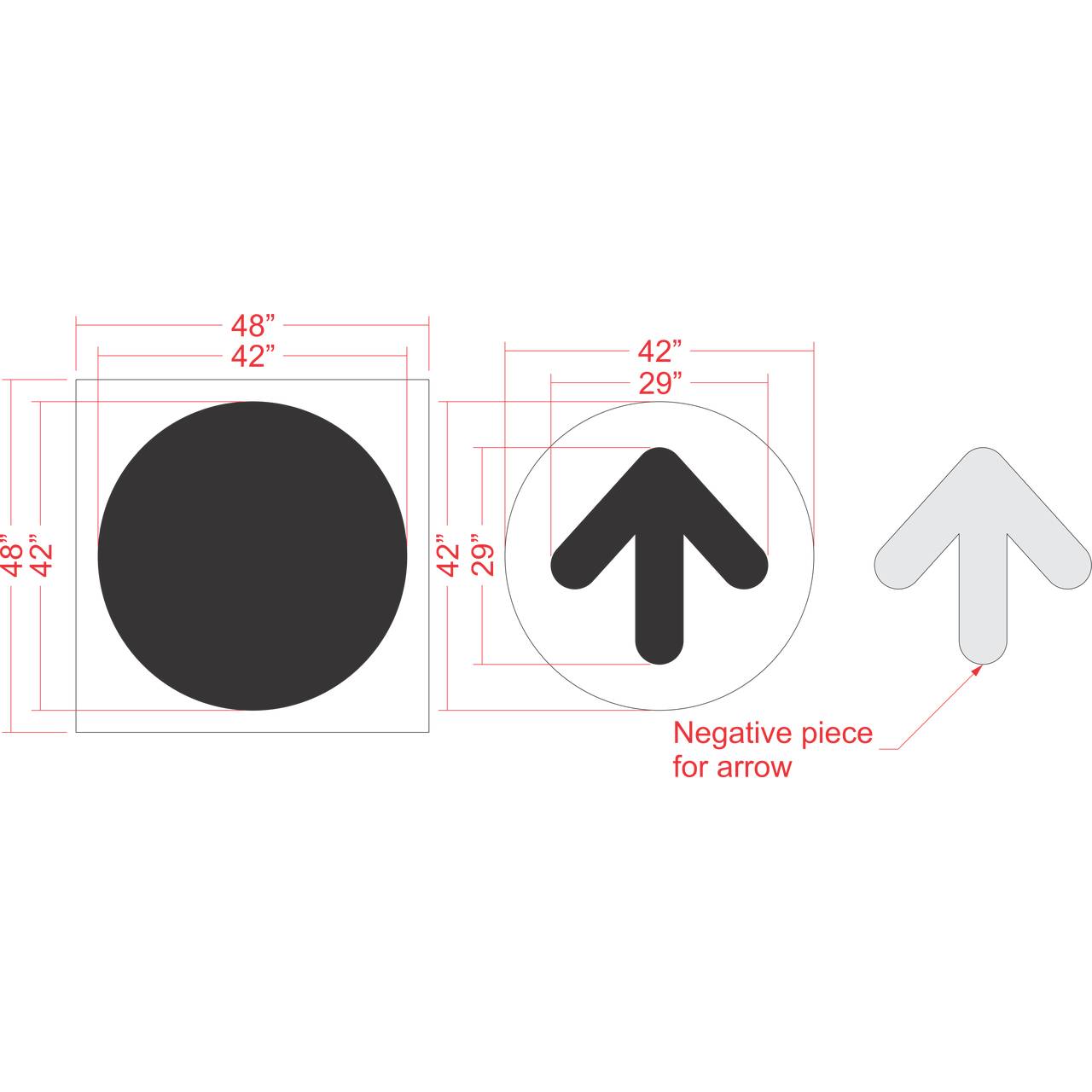 42 inch circle arrow stencil for commercial pavement and drive-thru directional striping applications