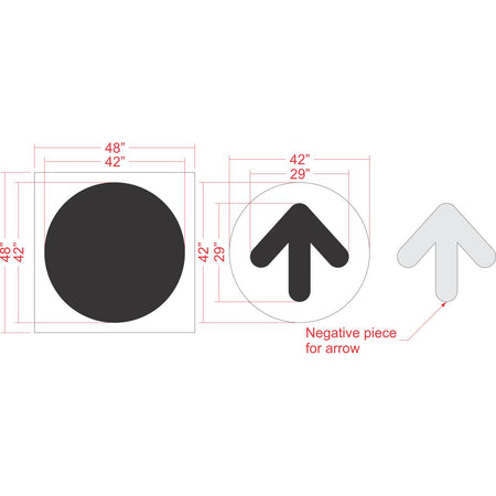 42 inch circle arrow stencil for commercial pavement and drive-thru directional striping applications