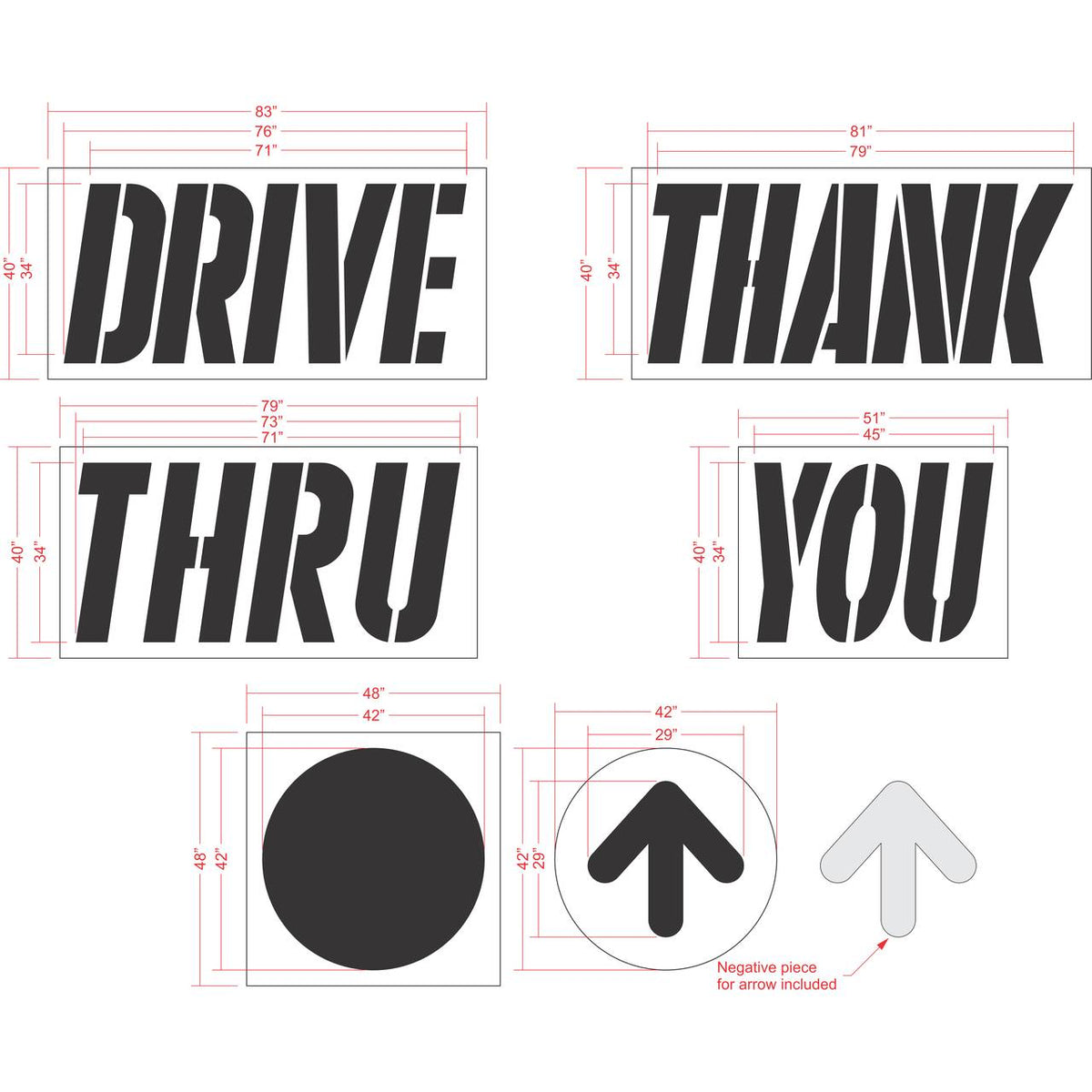 76 inch arch stencil for commercial pavement and large-scale branding striping applications