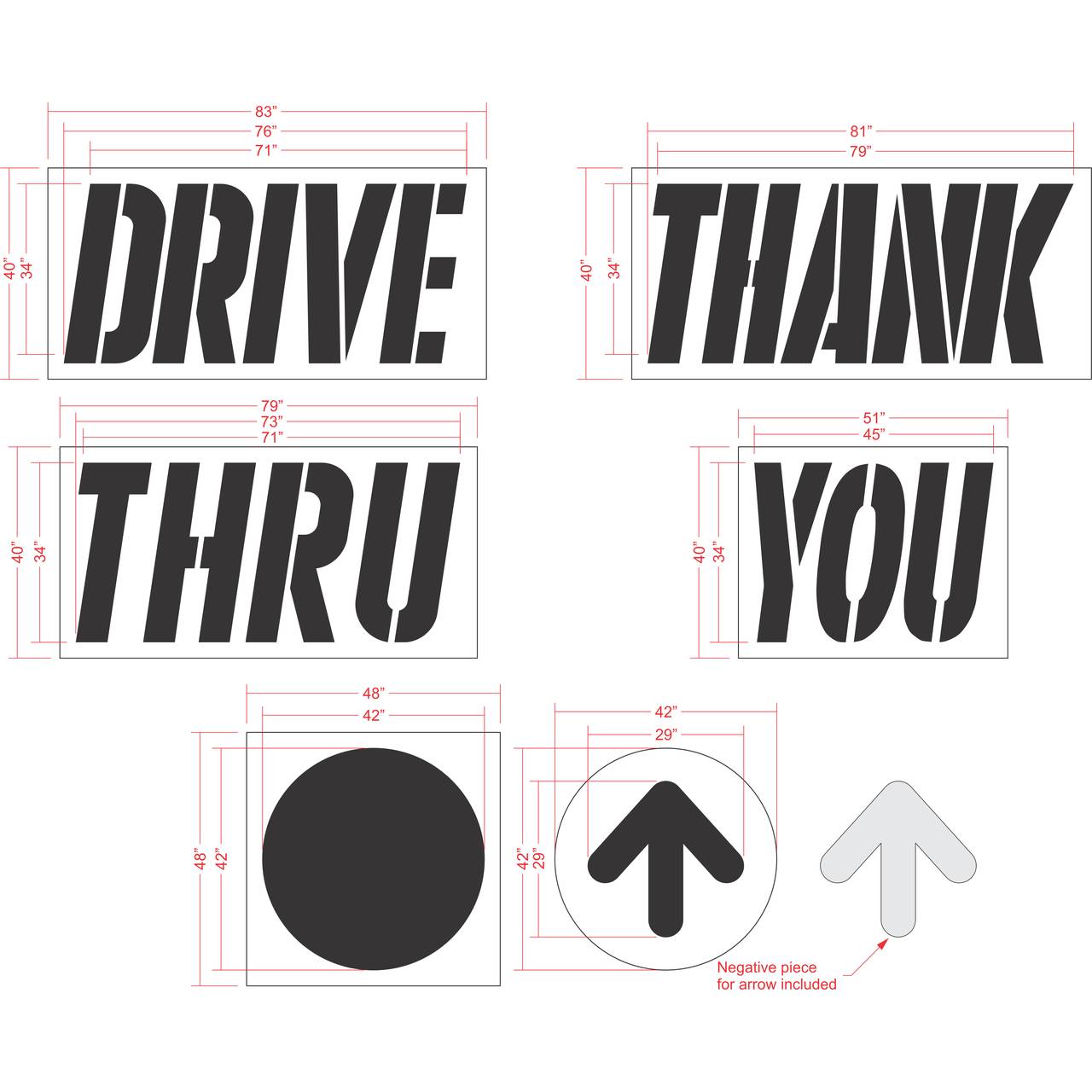76 inch arch stencil for commercial pavement and large-scale branding striping applications