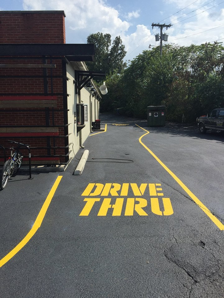 76 inch arch stencil for commercial pavement and large-scale branding striping applications