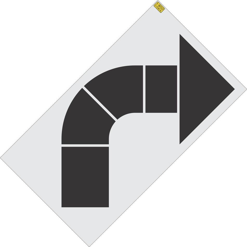 66 inch Walgreens turn arrow pavement marking stencil for retail parking lot and commercial traffic direction striping applications