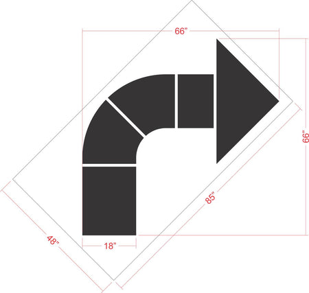 66 inch Walgreens turn arrow pavement marking stencil for retail parking lot and commercial traffic direction striping applications