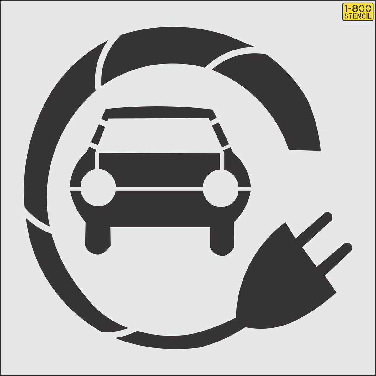 42 inch Walgreens electric car pavement marking stencil for EV charging station and retail parking lot striping applications