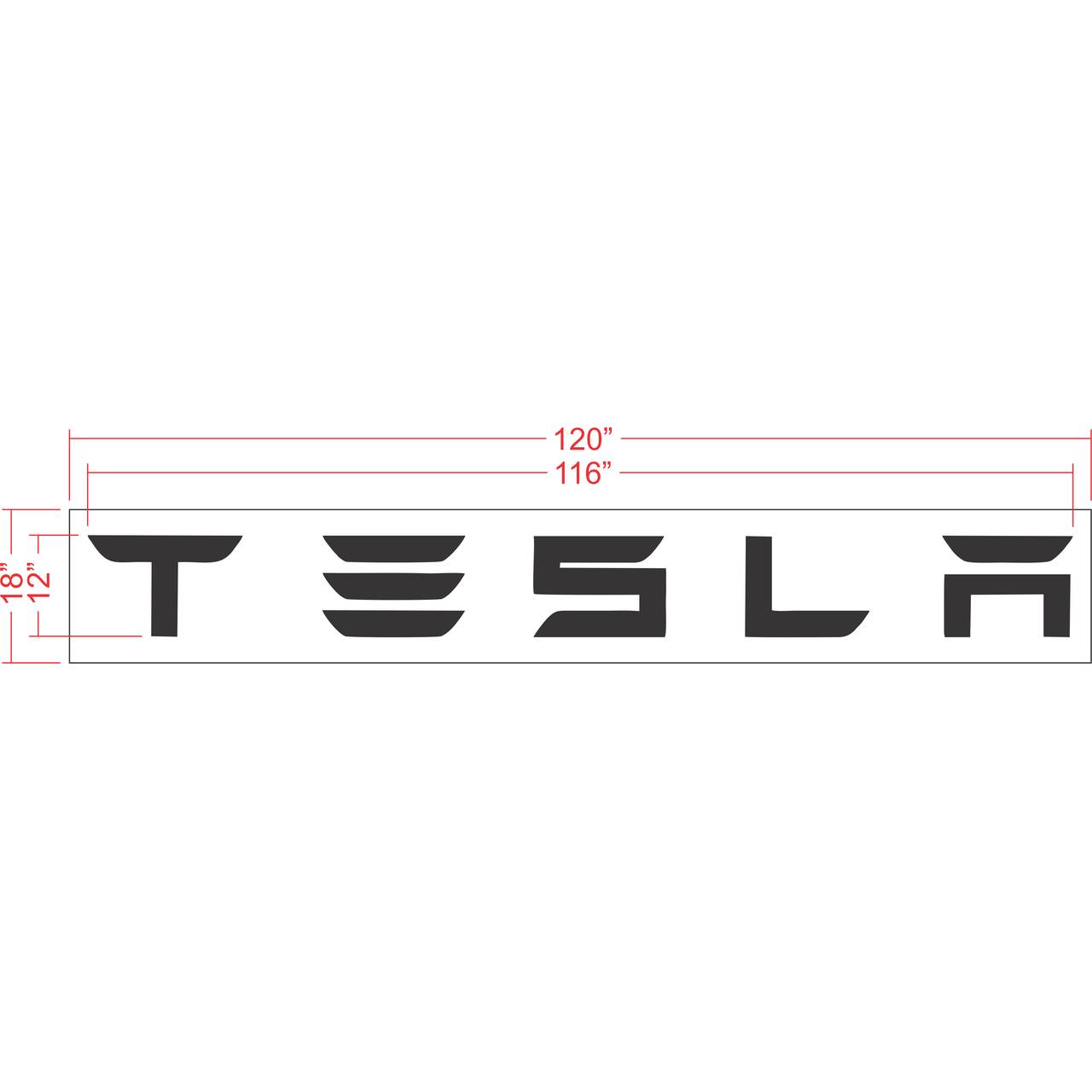 12 inch Tesla brand pavement marking stencil for EV charging station and commercial parking lot striping applications