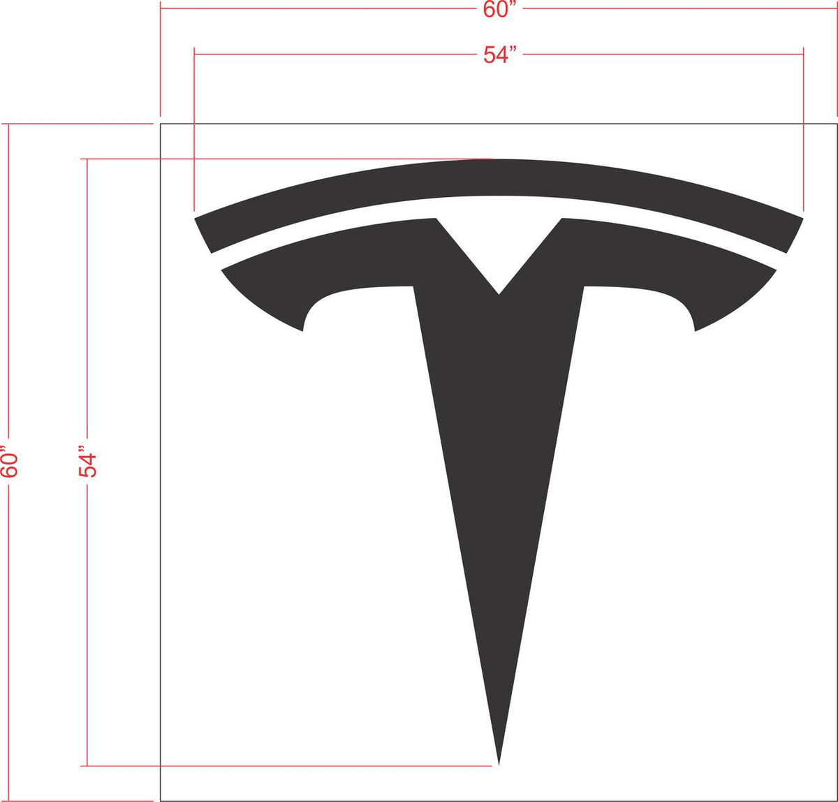 54 inch Tesla logo pavement marking stencil for EV charging station and commercial parking lot striping applications