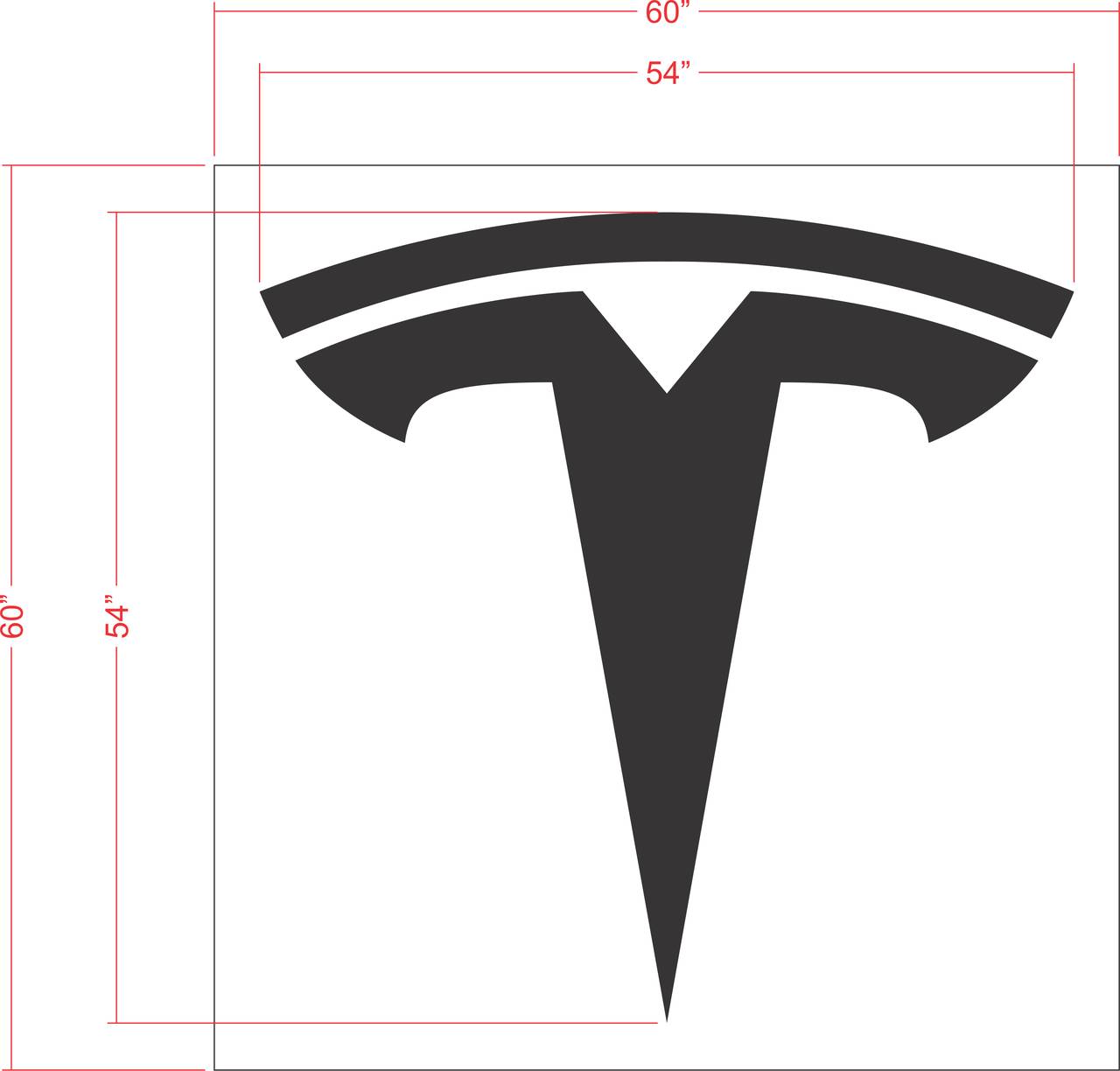54 inch Tesla logo pavement marking stencil for EV charging station and commercial parking lot striping applications