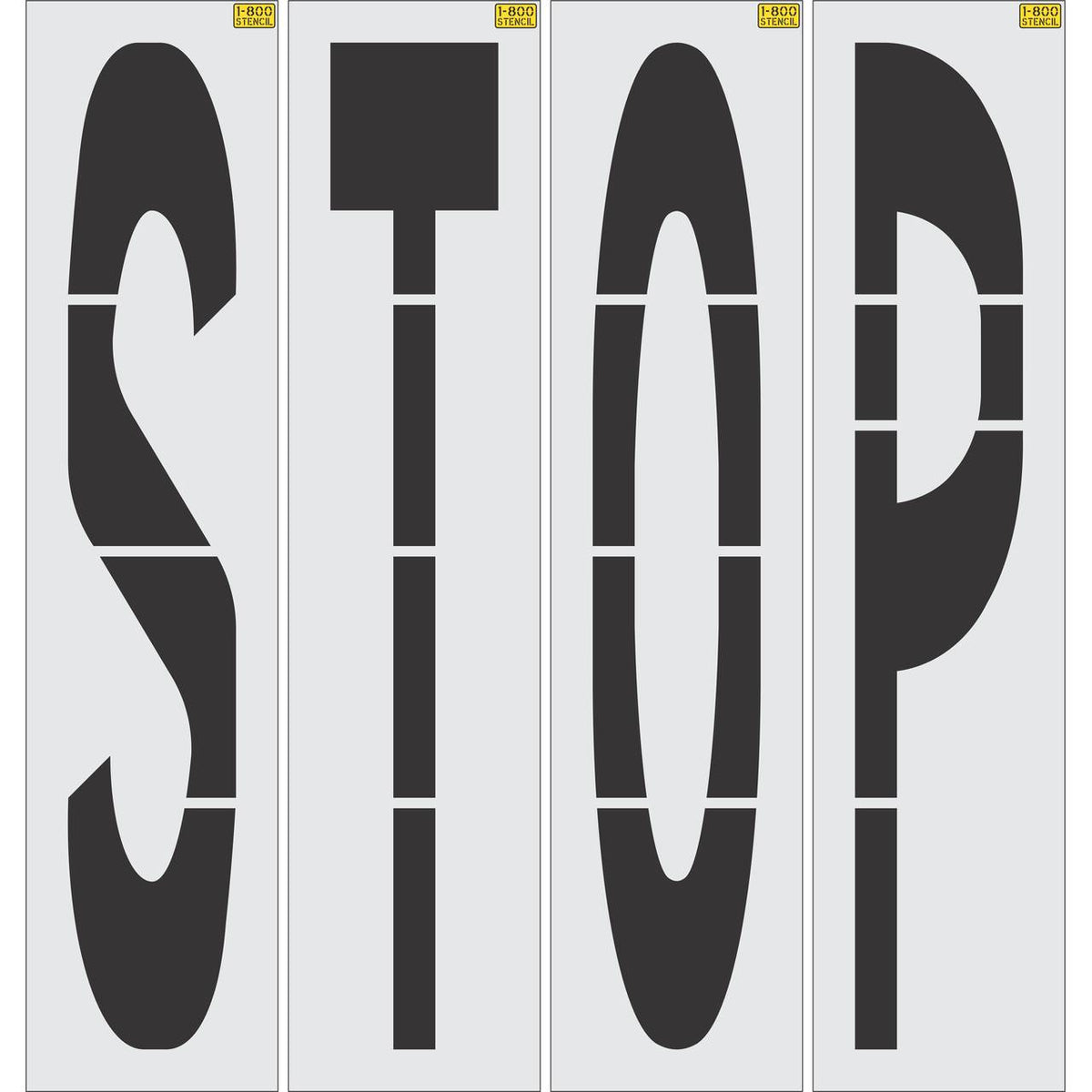 96 inch STOP stencil for commercial parking lot and retail traffic control pavement striping
