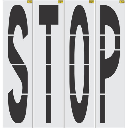 96 inch STOP stencil for commercial parking lot and retail traffic control pavement striping
