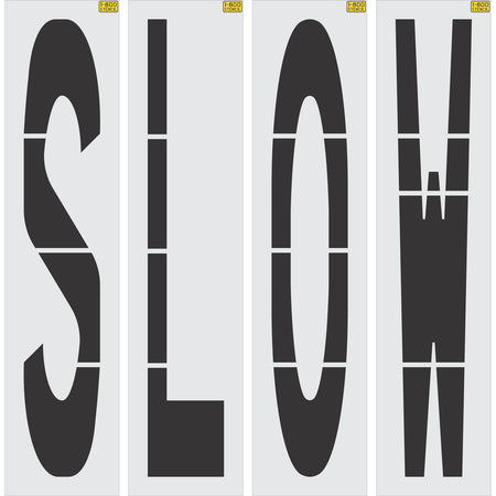 96 inch SLOW stencil for commercial parking lot and retail traffic safety pavement striping