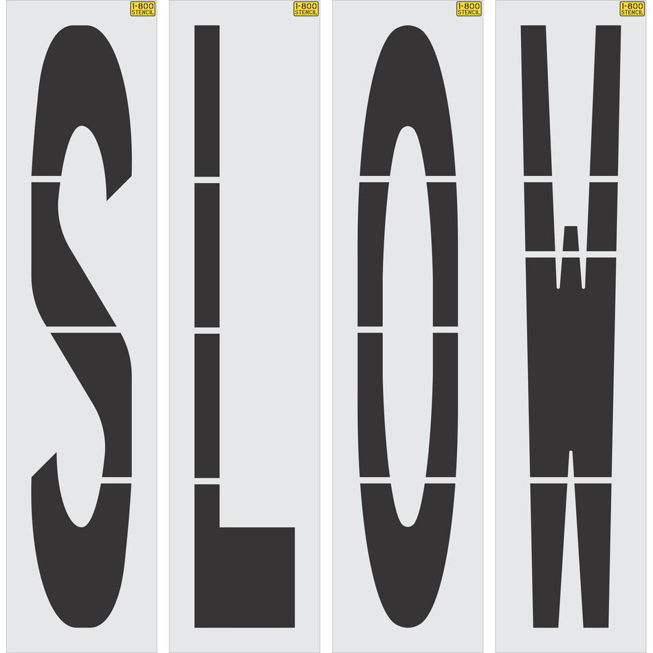 96 inch SLOW stencil for commercial parking lot and retail traffic safety pavement striping