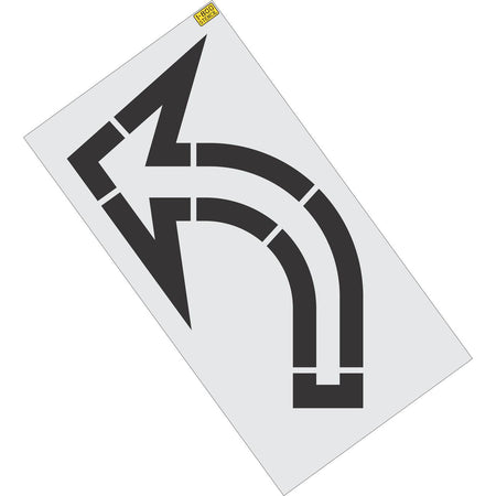 64 inch turn arrow outline stencil for commercial parking lot and retail traffic direction striping
