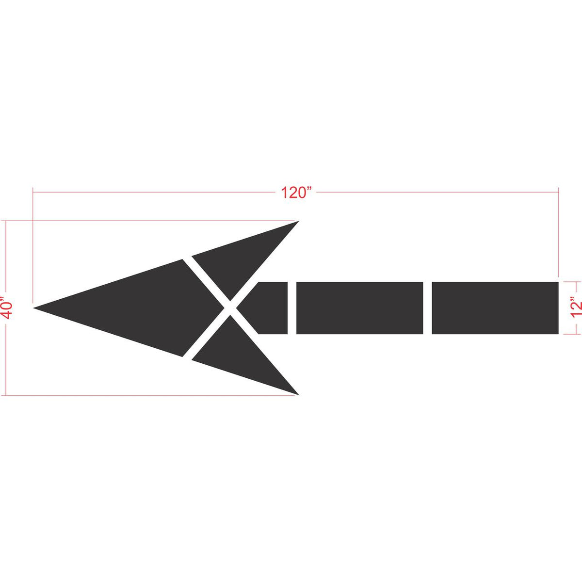 120 inch straight arrow stencil for commercial parking lot and retail traffic flow pavement striping