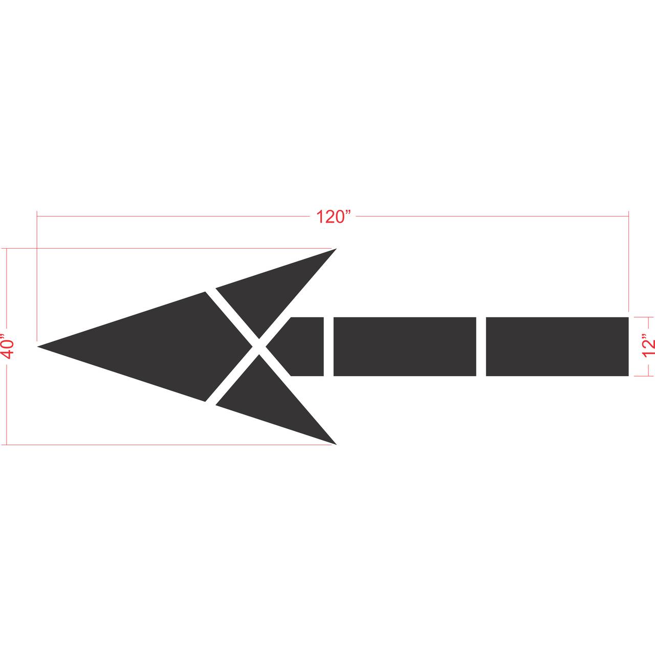 120 inch straight arrow stencil for commercial parking lot and retail traffic flow pavement striping