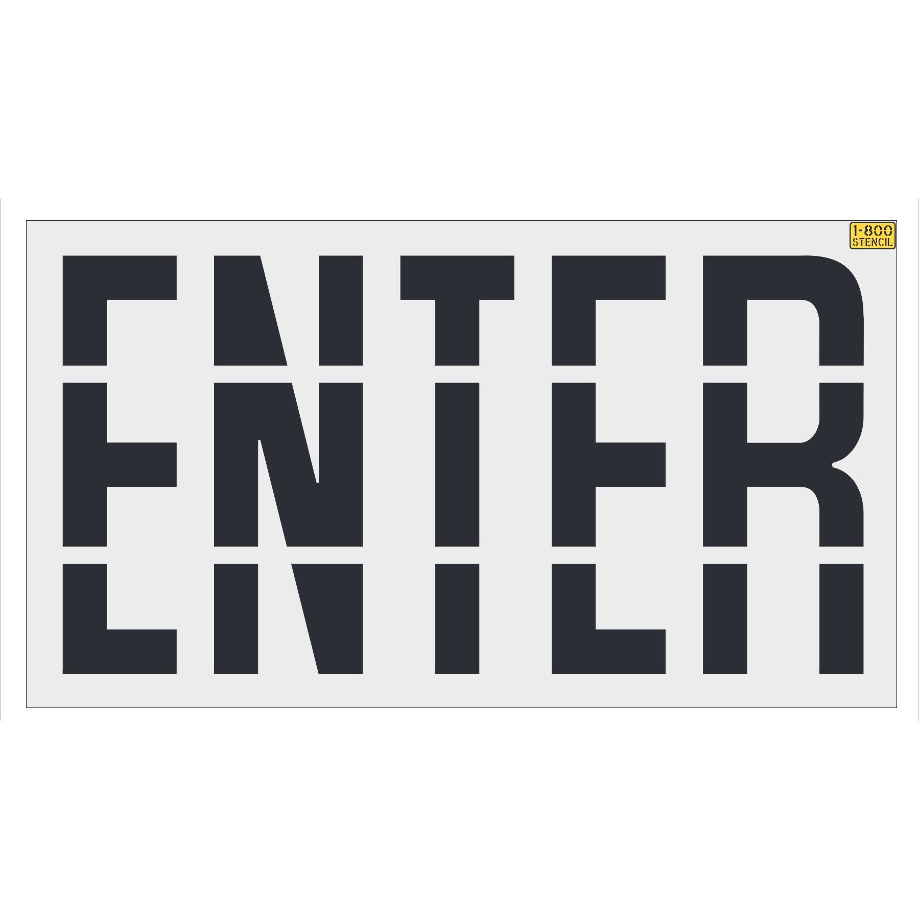 36 inch Walmart ENTER pavement marking stencil for retail parking lot entrance and traffic control striping